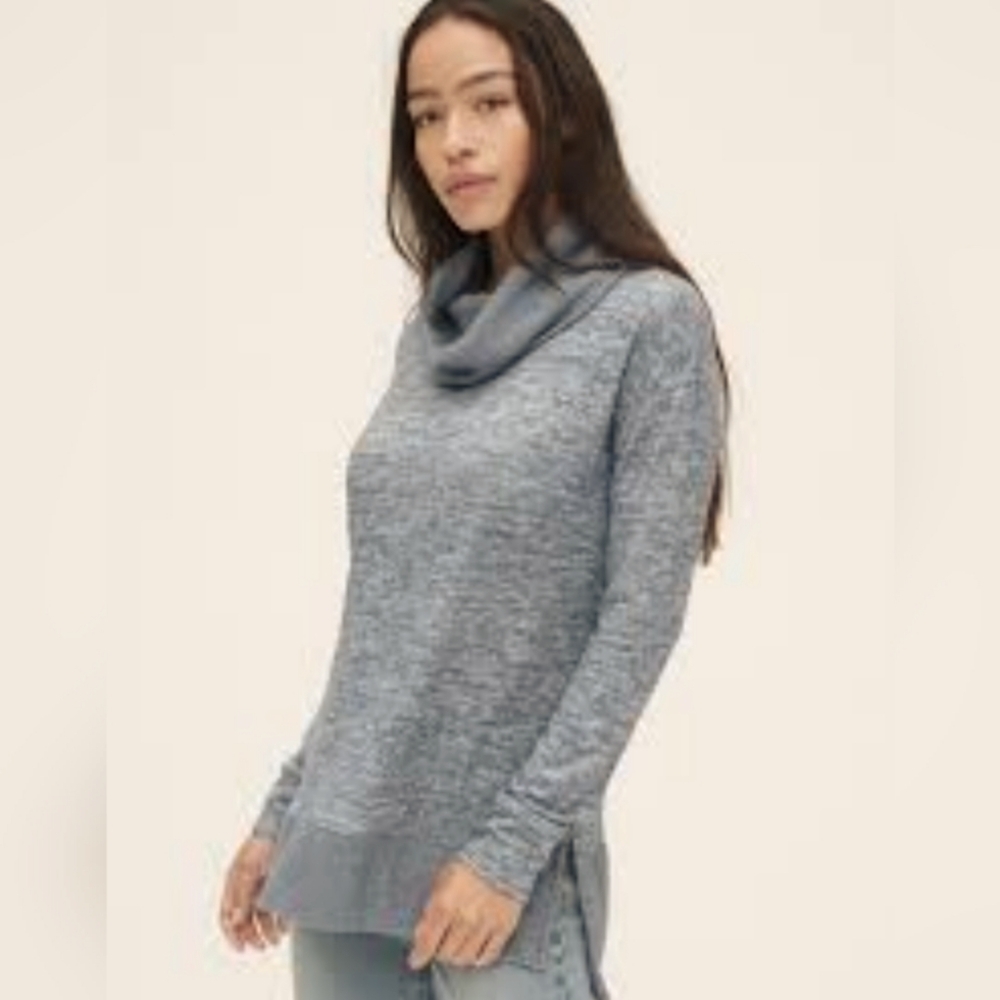 GAP Sweater Softspun Cowl-Neck Pullover Large Blue Tunic Top